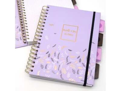 Pukka Pad Rochelle & Jess 5-Subject Notebook, 7.5" x 10", Graph-Ruled, 100 Sheets, Lilac, 3/Pack (9917-ROC)