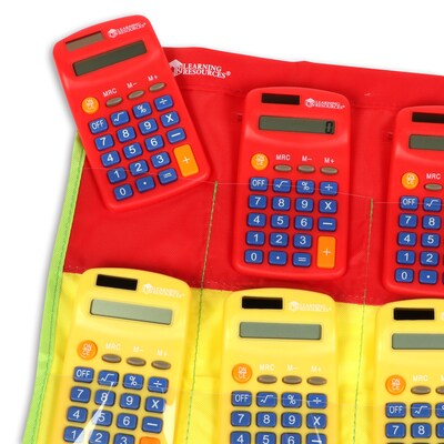 Learning Resources Basic Calculator 8 Digit Solar and Battery Powered, Multi Color, Set of 30 (LER0009)