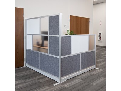 Luxor Workflow Series 8-Panel Modular Room Divider System Add-On Wall with Whiteboard, 70"H x 70"W, Gray/Silver