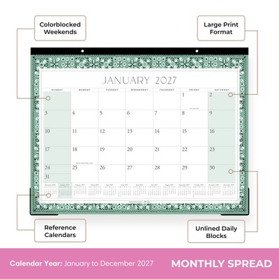 2027 Blue Sky Jessie James Decker Monthly Desk Calendar, Floral (162654)
