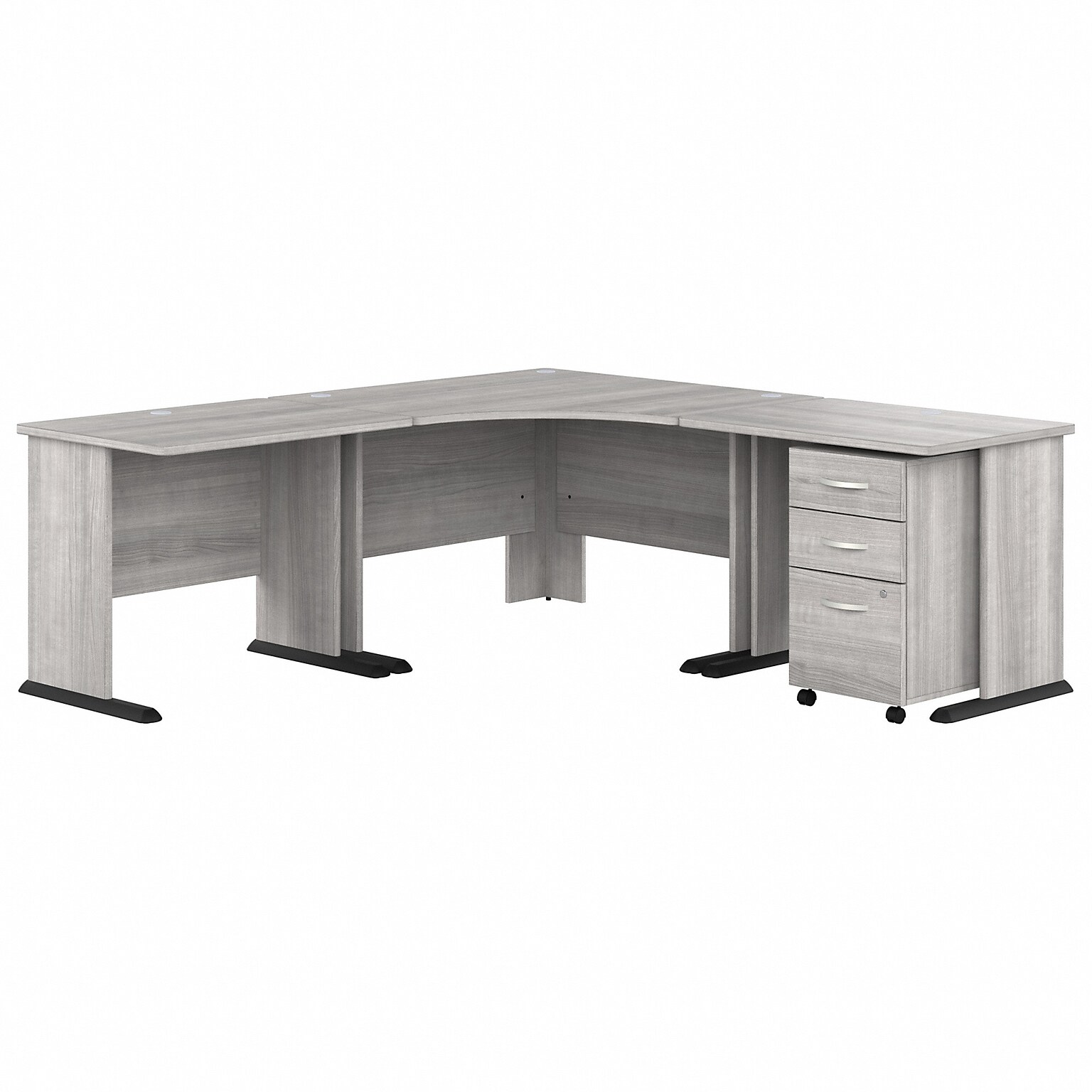 Bush Business Furniture Studio A 83W Corner Computer Desk with 3-Drawer Mobile File Cabinet, Platinum Gray (STA003PGSU)