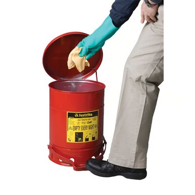 Justrite 6-Gallon Oily Waste Can, Red (138646RD)