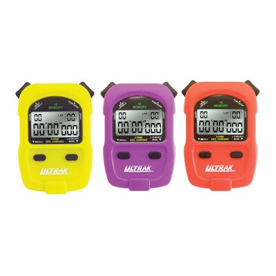 ULTRAK 460 100-Hour Rainbow Stopwatches, 6/Set (CEI460SET)