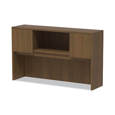Alera Valencia Series Hutch with Doors, 4 Compartments, 58.88" x 15" x 35.38", Modern Walnut (ALEVA286015WA)