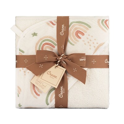 Crane Baby Parker Baby Hooded Towel, Rainbow (BC-100HT-2)