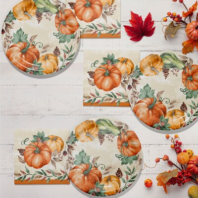 Say Hooray! Harvest Delight Paper Plates and Napkins Kit, Multicolored, 48/Pack (DTC9388E2G)
