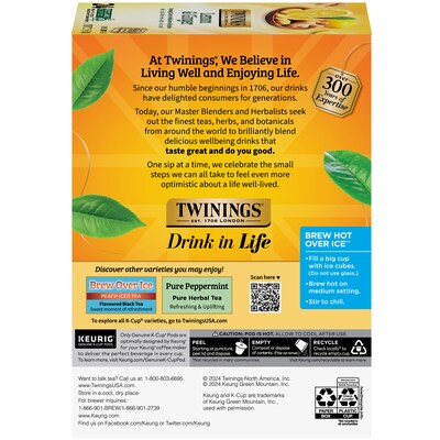 Twinings Lemon & Ginger Herbal Tea, Keurig® K-Cup® Pods, 24/Box (TNA89556)