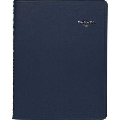 2026 AT-A-GLANCE 9" x 11" Calendar Year/Monthly Planner, Faux Leather Cover, Navy (70-260-20-26)