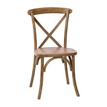 Flash Furniture Advantage Wood X-Back Chair, Armless, Hand Scraped Dark Natural (XBACKDNAT)