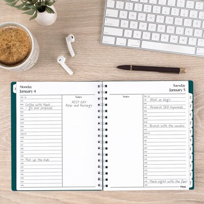 2027 Mead Essentials 7" x 8.75" Calendar Year Daily & Monthly Planner, Plastic Cover, Teal (CRD8304227)