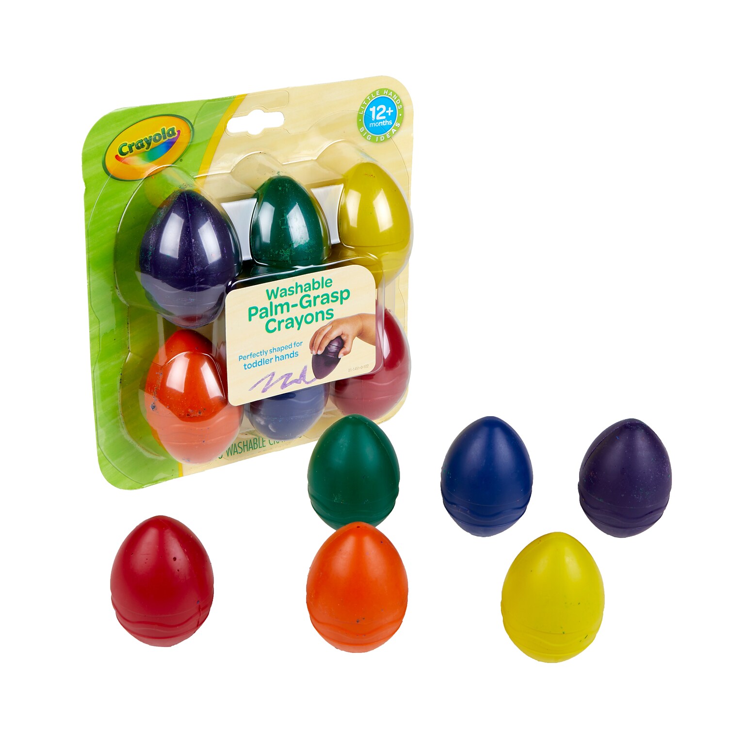 My First Crayola Washable Palm Grasp Crayons, 6/Pack (81-1451)