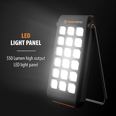 ToughTested 10,000-mAh LED Solar Portable Power Pack with Light, Black (TT-PBW-LED10)