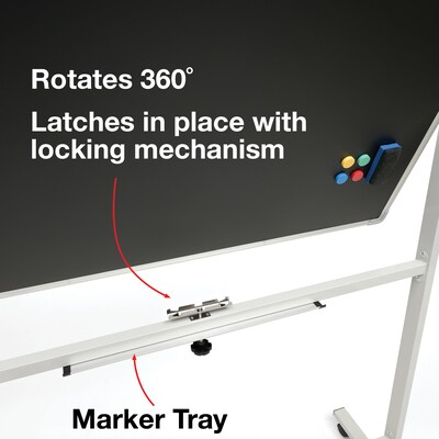 Excello Global Products Double Sided Magnetic Mobile Chalkboard, 48" x 32", White Frame (EGP-HD-0548)
