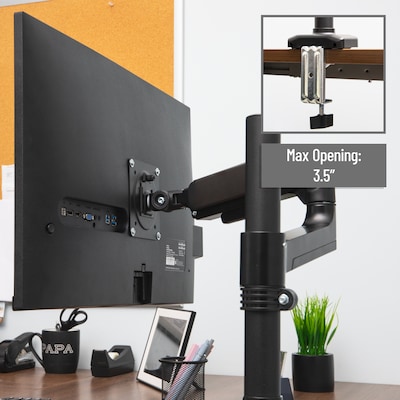 Mind Reader Single Monitor Arm for 13" - 32" Monitor, Gas Spring VESA Desk Mount, Black, (AGTILT-BLK)