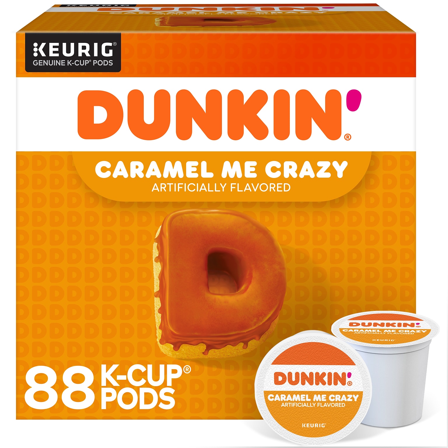 Dunkin Caramel Me Crazy Coffee, Keurig K-Cup Pod, Medium Roast, 88/Carton (5000364900CT)