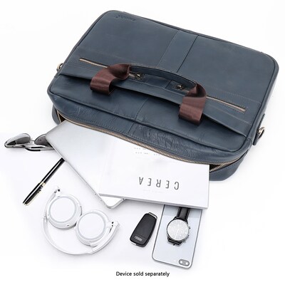 SaharaCase Leather Briefcase, Laptop Compatible, Oxford Blue (LT00084)