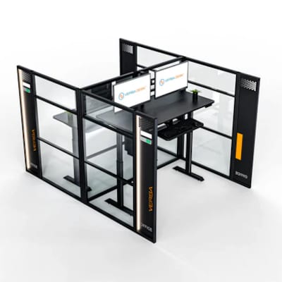VersaDesk WorkNest 66H x 81W 2 Person H-Shaped Cubicle Panel Workstation, Black (WNCH-7296-B)