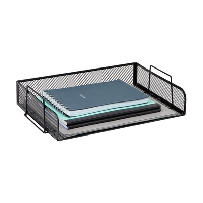 Mind Reader Metal Side Loading Stackable Letter Tray, Letter Size, Black (DSTACK4-BLK)