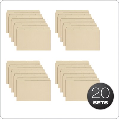 Oxford Index Card Guides with Blank Tabs, 1/5-Cut Tabs, 3" x 5", Manila, 100/Pack (40352)