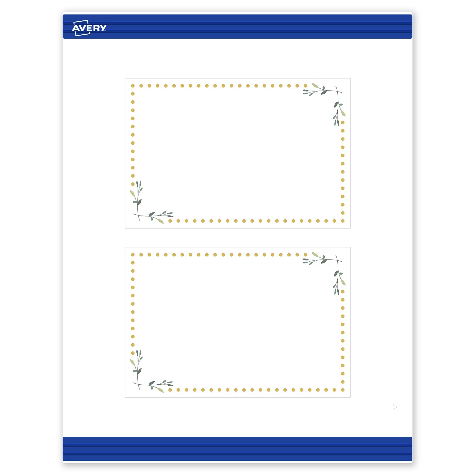 Avery Gold Dots with Green Florals Matte Blank Card, White, 20/Pack (S00-DN8)
