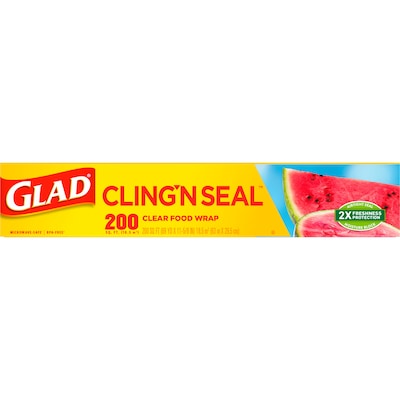 Glad Cling'N Seal Plastic Food Wrap, 200 Sq. Ft. Roll, 12/Carton (00020)