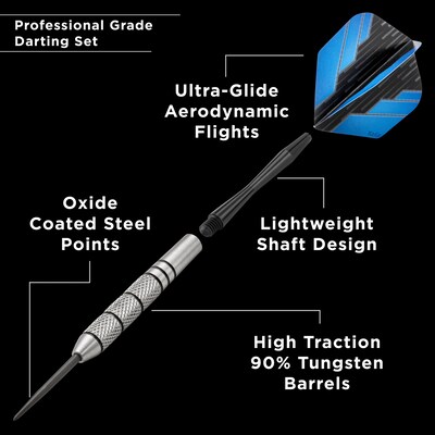 Fat Cat Bulletz 90% Tungsten Steel Tip Darts, 23 Grams (26-4411)