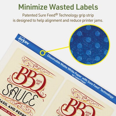 Avery Dissolvable Rectangle Multipurpose Labels, 4.75" x 3.75", Off-white, 20/Pack (94254)