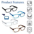 Boost Eyewear Reading Glasses Blue Light Blockers +1.50 Rectangular Frames Assorted Colors (20150-4P