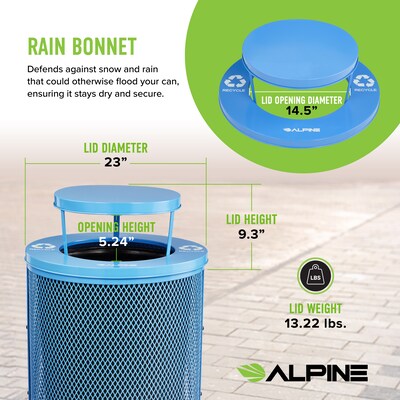 Alpine Industries 4460 Steel Mesh Recycling Bin, 36 Gallon, Blue (ALP4460-01-D)
