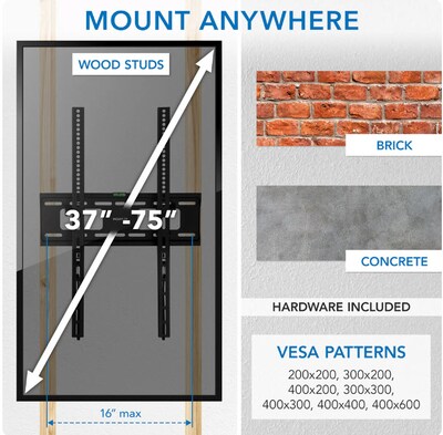 Mount-It! Portrait TV Wall Mount, Black (MI-1377)