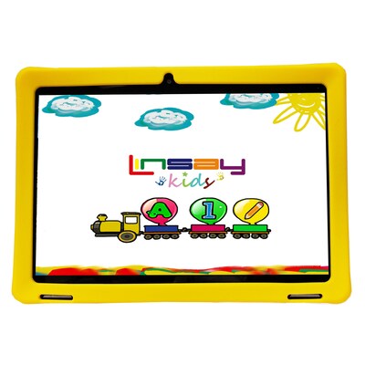Linsay Octa Core 10.1 Tablet, 4GB RAM, 128GB Storage, Android 13, Bundled with Yellow Kids Case, Ea