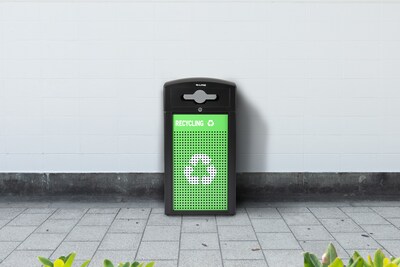 Alpine Industries GS Series Steel Trash Can & Recycling Bin Combo, 40 Gallon, Green (ALP471-40-GS-M)