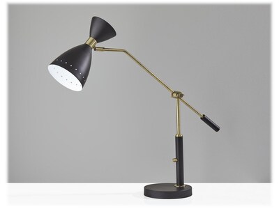 Adesso Oscar Incandescent Desk Lamp, 31.75", Matte Black/Antique Brass (4282-01)