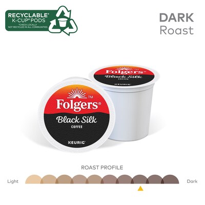 Folgers Black Silk Coffee, Keurig K-Cup Pod, Dark Roast, 96/Carton (6662CT)