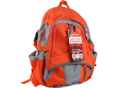 First Aid Only 209-Piece Shelter-in-Place Emergency Preparedness Backpack, Orange/Gray (91308)