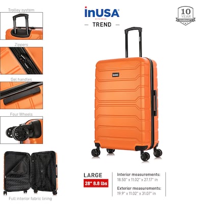 InUSA Trend 29.17" Hardside Suitcase, 4-Wheeled Spinner, Orange (IUTRE00L-ORA)