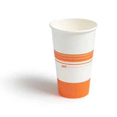 Perk 16 Oz Paper Hot Cups, 500 Count Bulk Disposable Coffee Cups for Hot Beverages, White/Orange