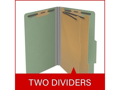 Medical Arts Press Pressboard Classification Folder, 2 Dividers, 2" Expansion, Legal Size, Green, 10/Box (DV-T52-26-3AGN)