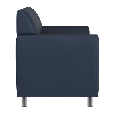 Flash Furniture Hercules Diplomat LeatherSoft Loveseat, Navy/Chrome Legs (BT8272NVYCHR)