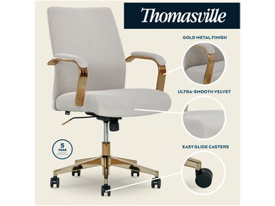 Thomasville Furniture Jolie Ergonomic Fabric Swivel Desk Chair, Light Gray (60068-LGRY)