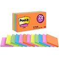 Post-it® Super Sticky Notes, 3 x 3, Energy Boost Collection, 90 Sheets/Pad, 12 Pads/Pack (654-12SS