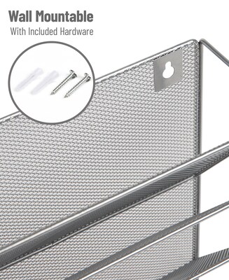 Mind Reader 5-Pocket Metal Mesh Mountable Wall File, Letter Size, Silver (MAGSTACK-SIL)
