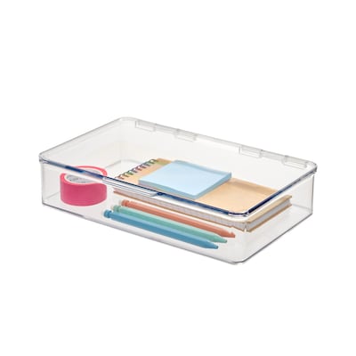 iDESIGN Small Stackable Storage Box with Hinged-Lid, Clear (63030)