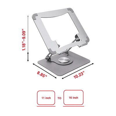 Staples TECH 10.23" x 8.85" Steel Adjustable Laptop Stand, Silver (ST62820-CC)