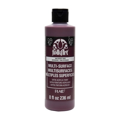 FolkArt Acrylic Paint Multi-Surface Satin, 8oz., Berry Wine, 3/Pack(FLK4648-3)
