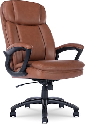 Serta Fairbanks Ergonomic Bonded Leather Executive Big & Tall Chair, 350 lb. Capacity, Brown (43675C)