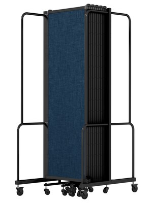 National Public Seating Robo Series 11-Panel Folding Mobile Room Divider, 72"H x 256"W, Blue Fabric (RDB6-11PT04)