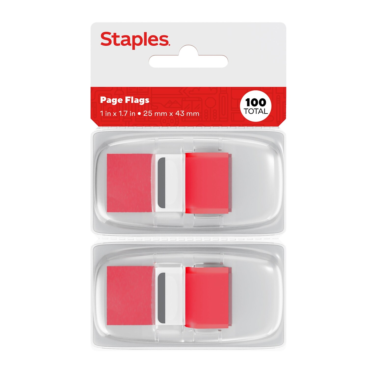 Stickies® 1 Red Flags with Pop-Up Dispenser, 100/Count, 2/Pack