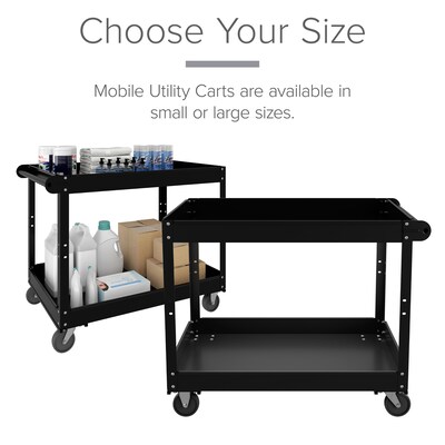 Hirsh 2 Shelf Ready-To-Assemble Steel Utility Cart, 36" x 24", Black (22641)