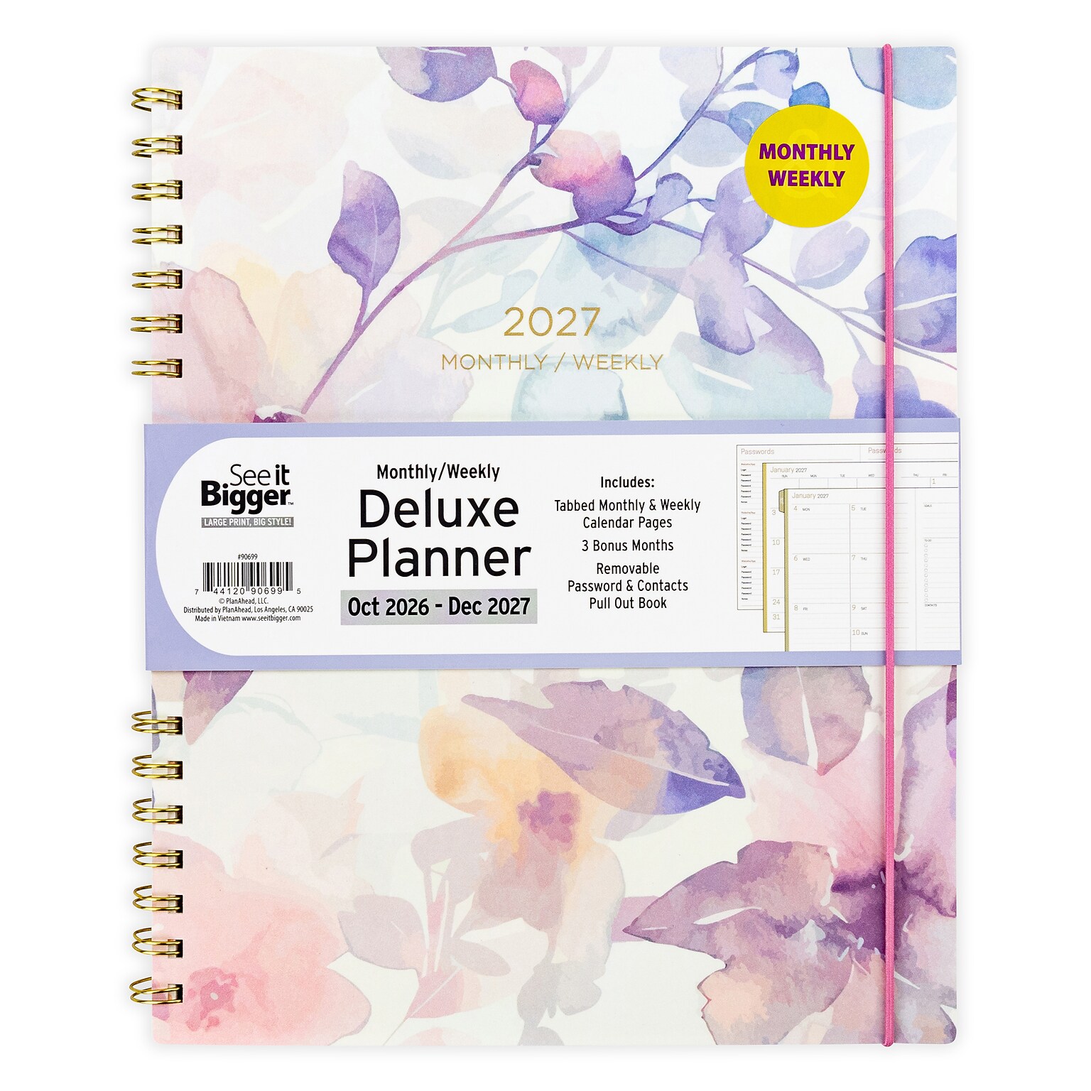 2026-2027 Overland Travelware 0.75 x 9.25 Calendar Year Weekly & Monthly Standard Planner, Paperboard Cover (90699)